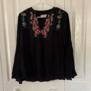 Loft floral embroidered top